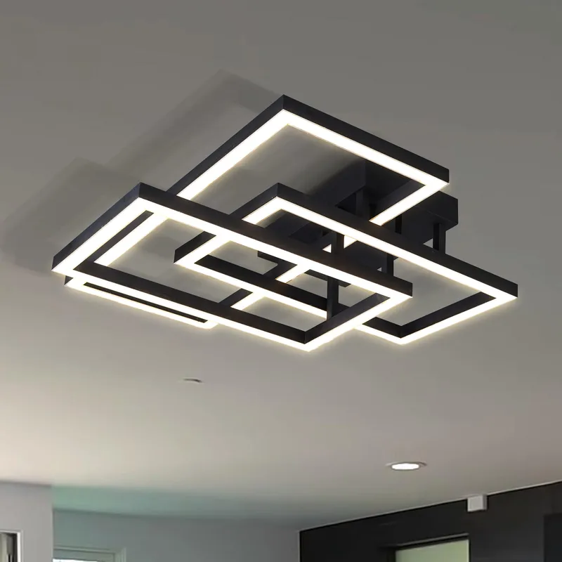VONN Radium VRCF49103BL 28" ETL Certified Integrated LED Ceiling Lighting Rectangular Semi Flush in Black — VONN Lighting LED Ceiling Lights  