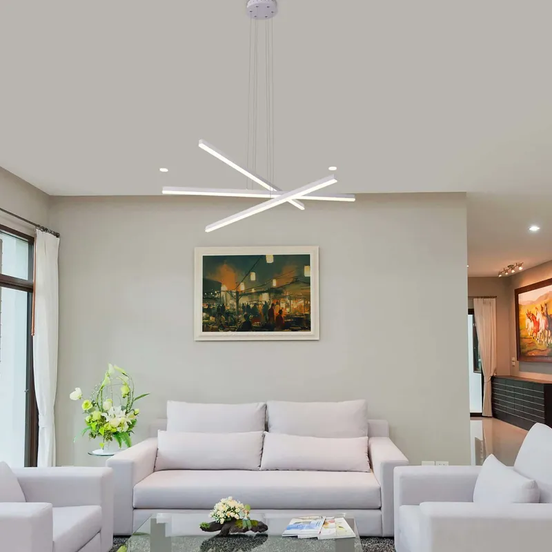 VONN Sirius VMP25030WH 40" ETL Certified Integrated LED Pendant, Height Adjustable Chandelier in White — VONN Lighting LED Linear Lights  
