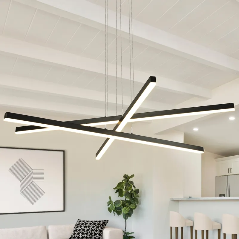 VONN Sirius VMP25030BL 40" ETL Certified Integrated LED Pendant, Height Adjustable Chandelier in Black — VONN Lighting LED Linear Lights  