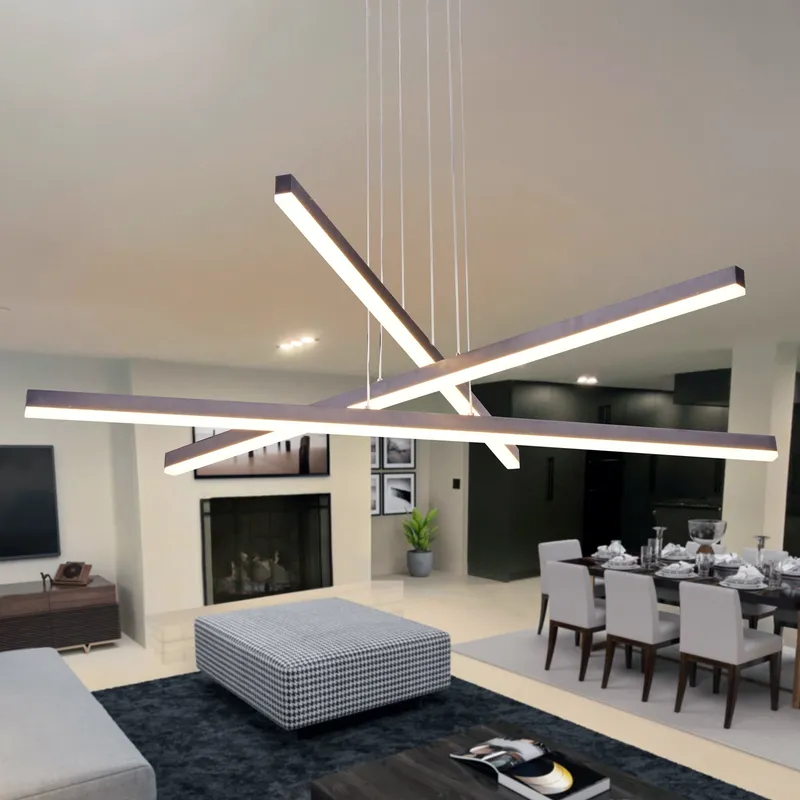 VONN Sirius VMP25030AL 40" ETL Certified Integrated LED Pendant, Height Adjustable Chandelier in Silver — VONN Lighting LED Linear Lights  