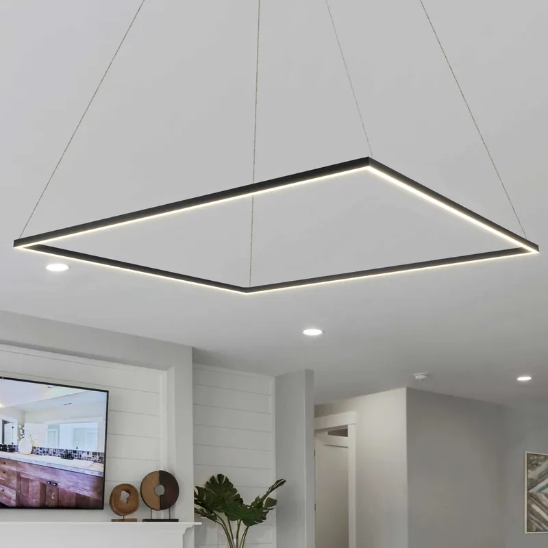 VONN Atria VMC35512BL 51" ETL Certified Integrated LED Square Chandelier Height Adjustable Pendant in Black — VONN Lighting LED Pendant Lights  