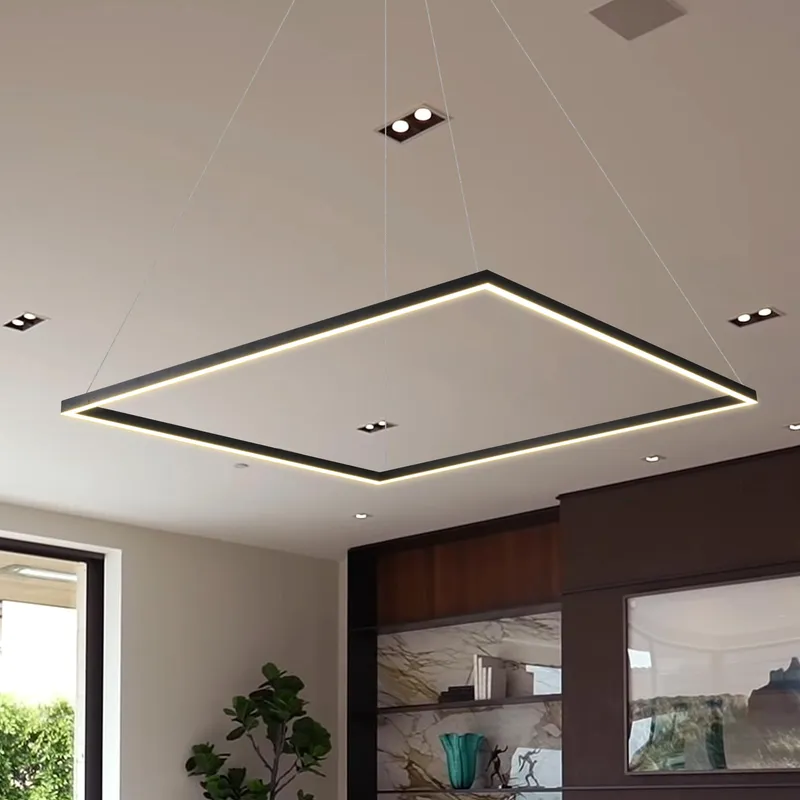 VONN Atria VMC35511BL 39" ETL Certified Integrated LED Square Chandelier, Height Adjustable Pendant in Black — VONN Lighting LED Pendant Lights  
