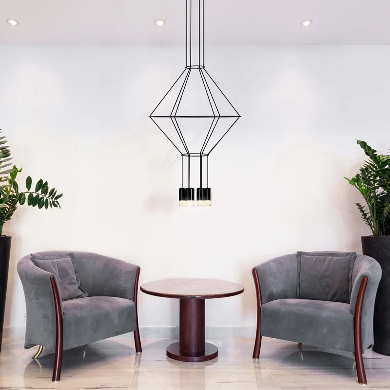 VONN Expression VEP28206BL 24" 6-Light ETL Certified Integrated LED Height Adjustable Pendant in Black — VONN Lighting LED Pendant Lights  