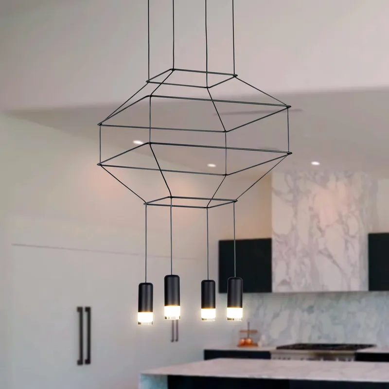 VONN Expression VEP28004BL 18" 4-Light ETL Certified Integrated LED Height Adjustable Pendant in Black — VONN Lighting LED Pendant Lights  