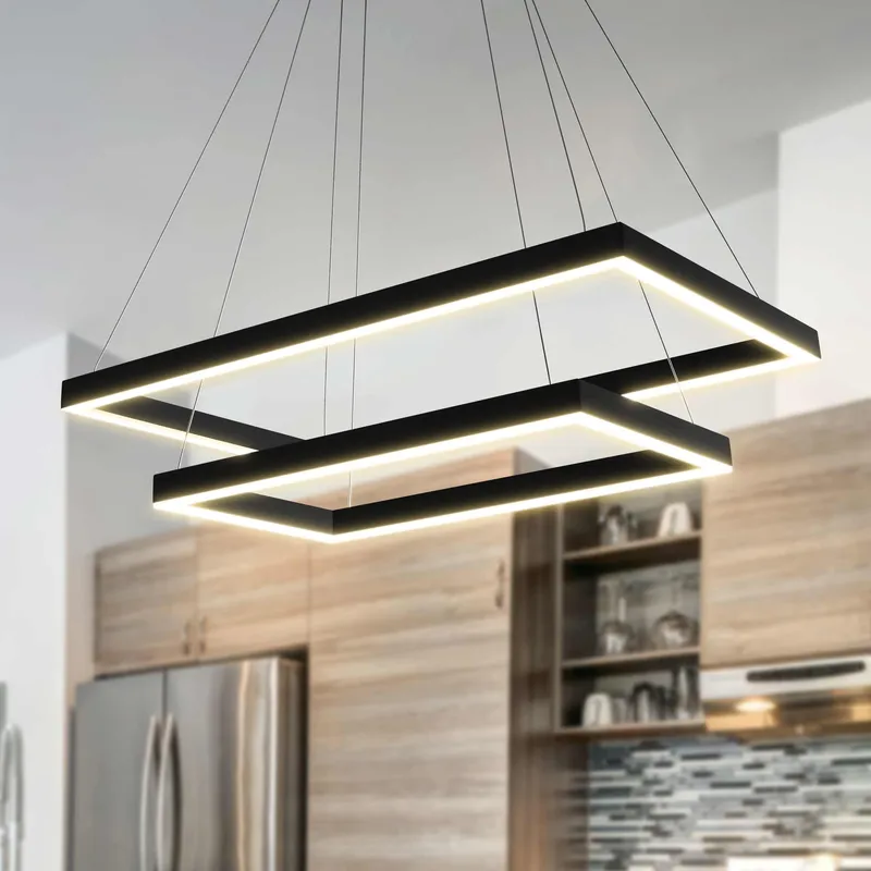 VONN Atria Duo VMC31710BL 29" Integrated LED ETL Certified Square Chandelier Height Adjustable Pendant in Black — VONN Lighting LED Pendant Lights  