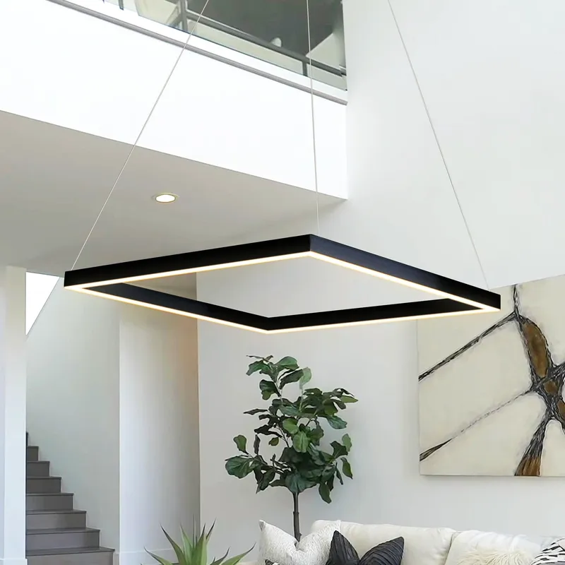 VONN Atria 20" Integrated LED Square Pendant, Height Adjustable VMC31620BL in Black — VONN Lighting LED Pendant Lights 33.6W 3000K