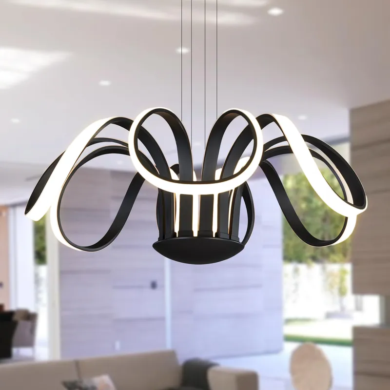 VONN Capella VMC32420BL 30" LED Chandelier Black — VONN Lighting LED Pendant Lights  