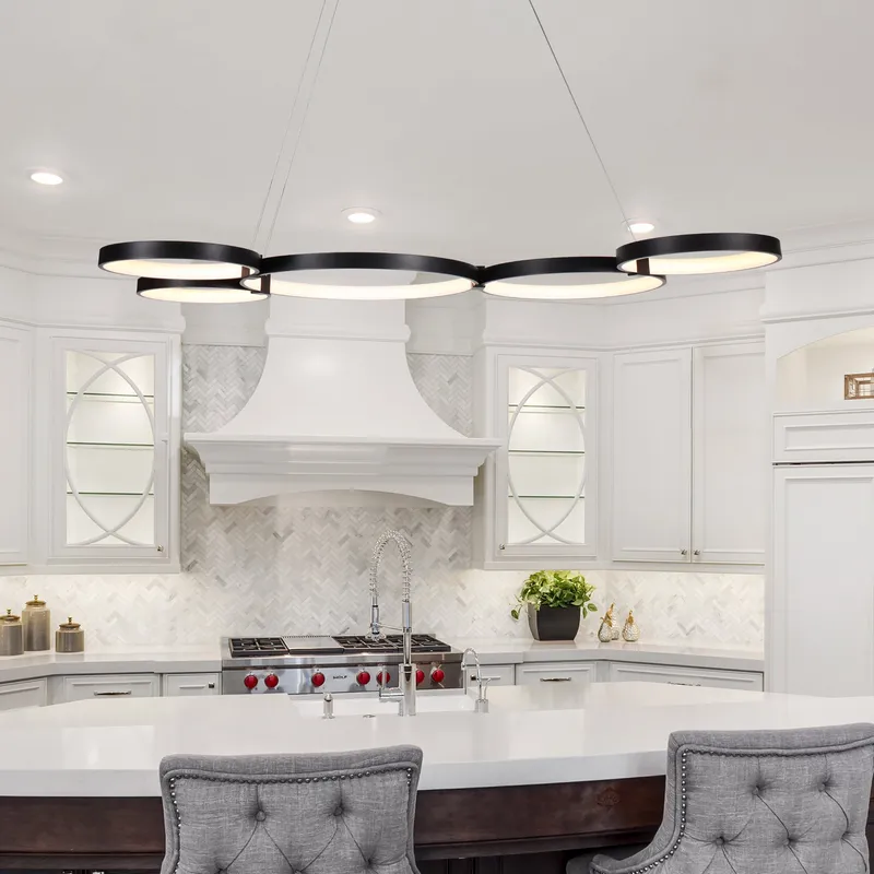 VONN Capella VMC32410BL 50" Integrated LED ETL Certified Chandelier Height Adjustable Ring Pendant in Black — VONN Lighting LED Pendant Lights  