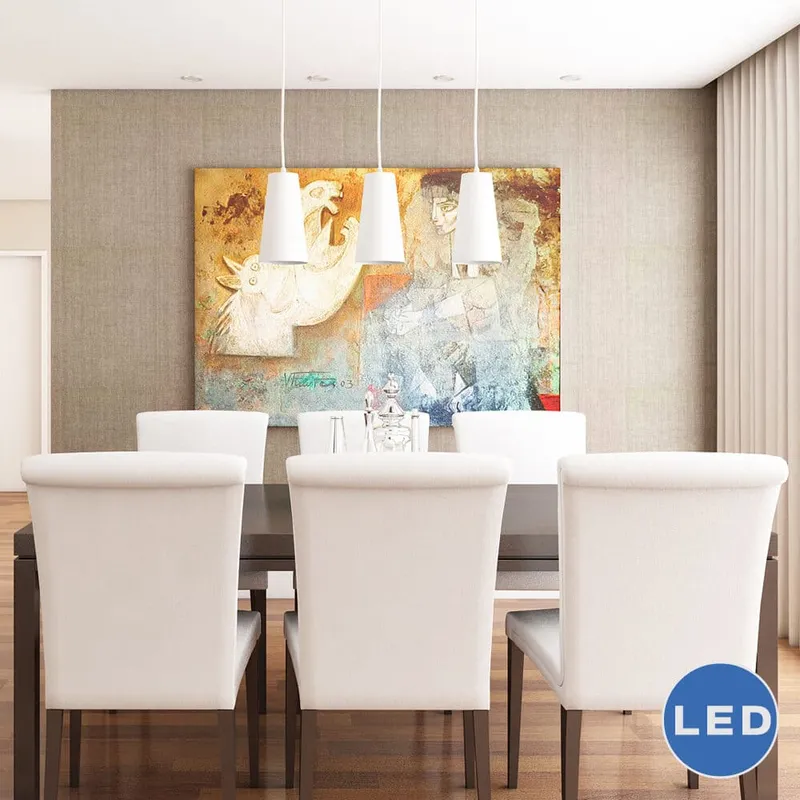 VONN Gatria VMP21523WH 11" x 6" Triple LED ETL Certified Pendant with White Glass Shades, White — VONN Lighting LED Linear Lights  