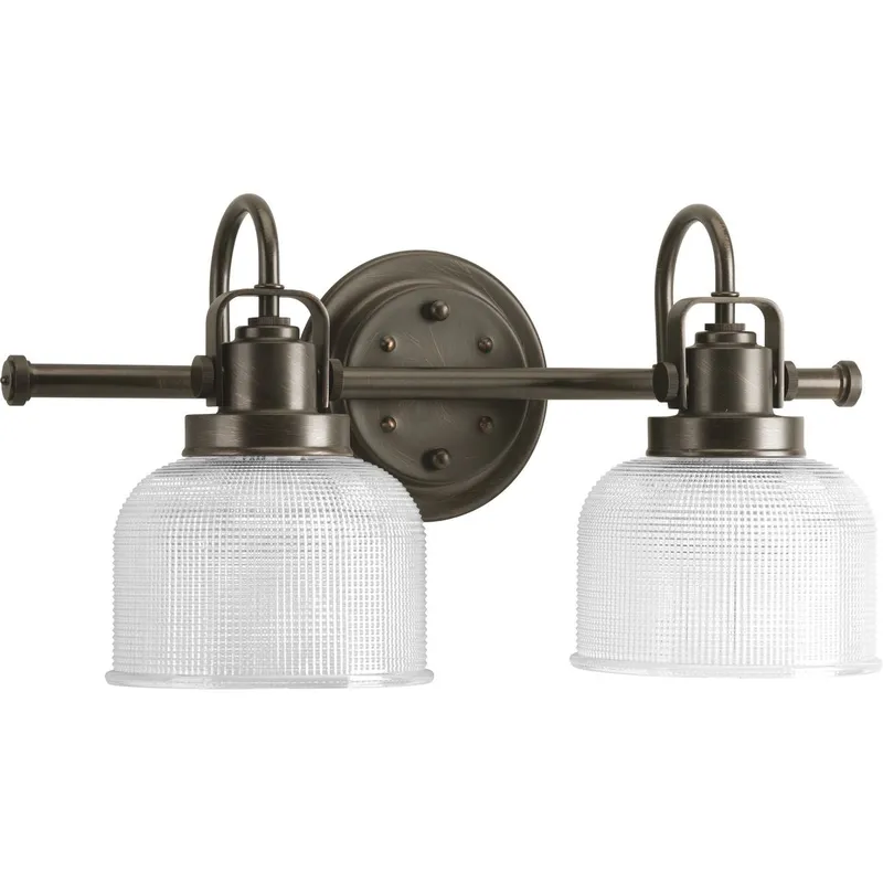 Archie Collection Two-Light Clear Double Prismatic Glass Bath Vanity Light — Progress Lighting LED Wall Lights  
