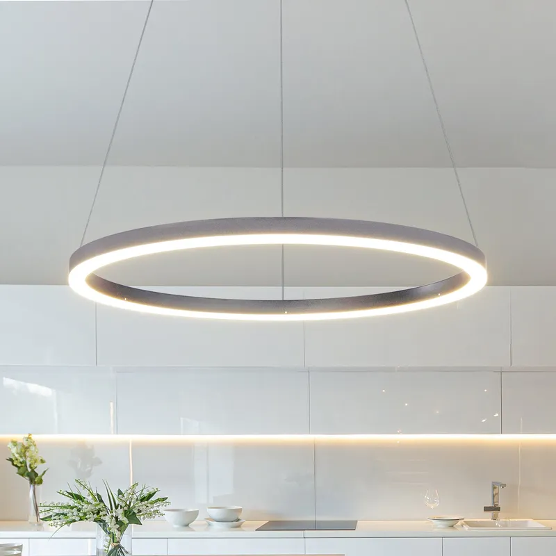 VONN Tania 24" Ring Integrated LED Pendant, Height Adjustable, ETL Certified VMC31640AL in Silver — VONN Lighting LED Pendant Lights 34.0W 3000K