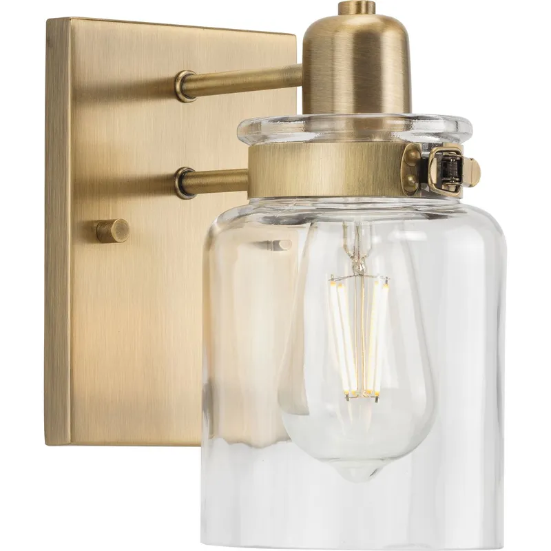 Calhoun Collection One-Light Clear Glass Bath Vanity Light — Progress Lighting LED Wall Lights  