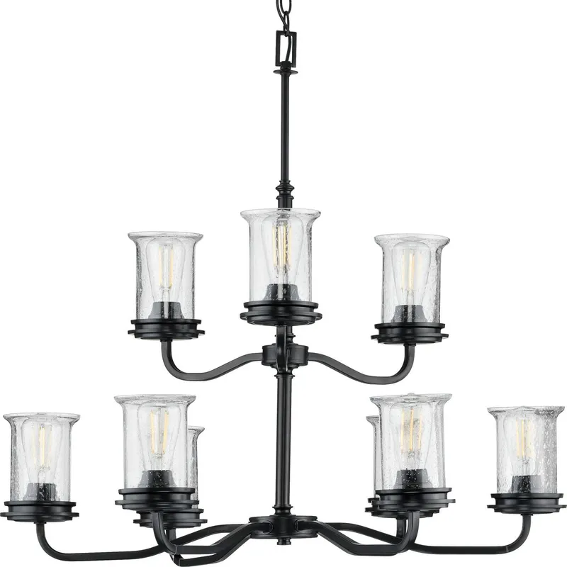 Winslett Collection Nine-Light Clear Seeded Glass Chandelier Light — Progress Lighting LED Landscape Lights  