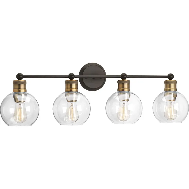 Hansford Collection Four-Light Clear Glass Bath Vanity Light — Progress Lighting LED Wall Lights  