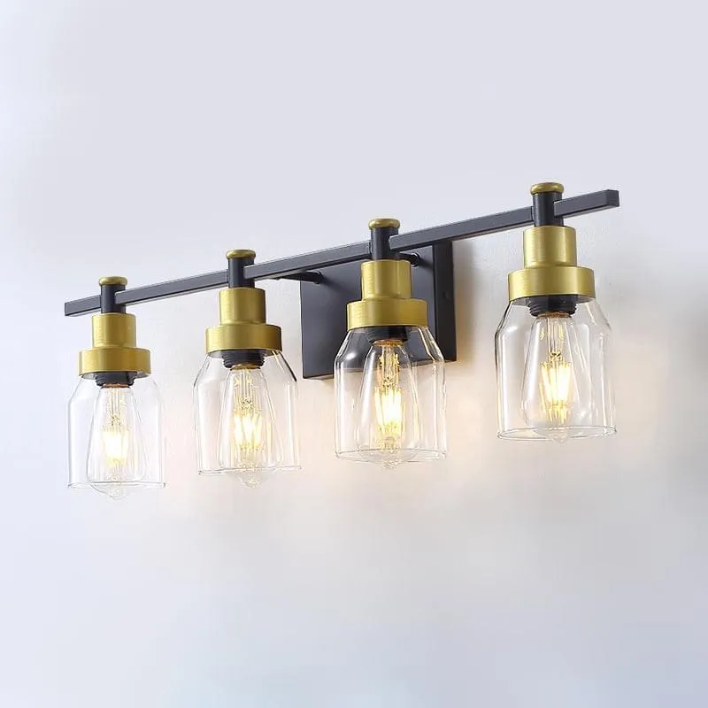 4-Light Black and Gold Glass Vanity Light — Sofary Lighting LED Pendant Lights 7.0W 