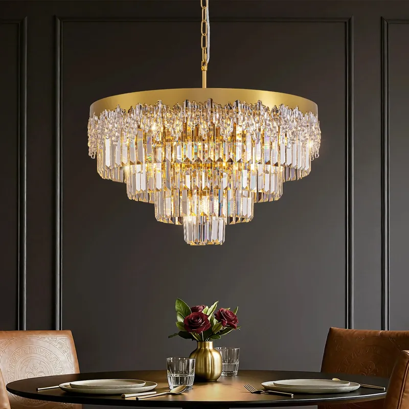 Lumina Gold Crystal Tiered Chandelier — Sofary Lighting LED Pendant Lights 7.0W 