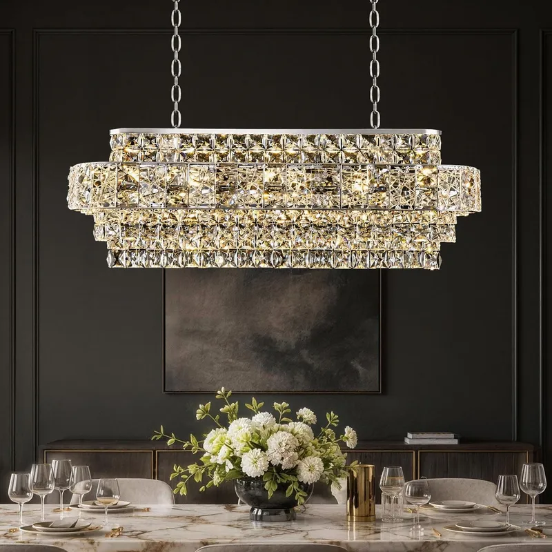 Valeria Linear Luxury K9 Crystal Chandelier — Sofary Lighting LED Linear Lights  
