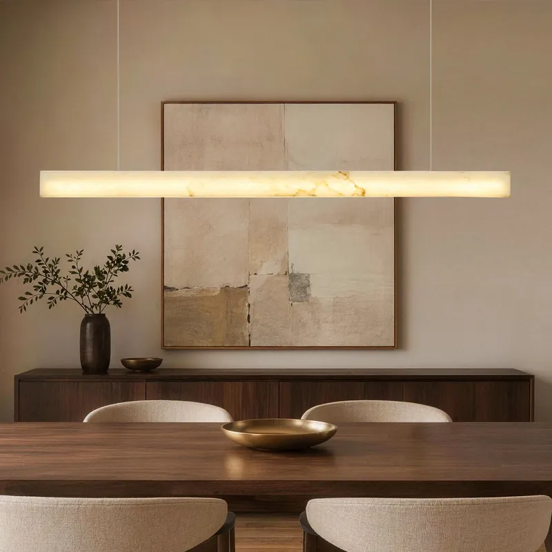 Horizon Modern Minimalist Alabaster Ultra-Slim Linear LED Chandelier — Sofary Lighting LED Linear Lights  