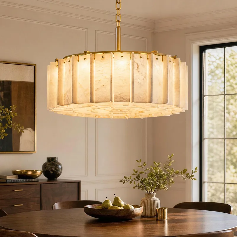 Aurem Modern Luxury Gold Alabaster Round Chandelier — Sofary Lighting LED Pendant Lights 30.0W 