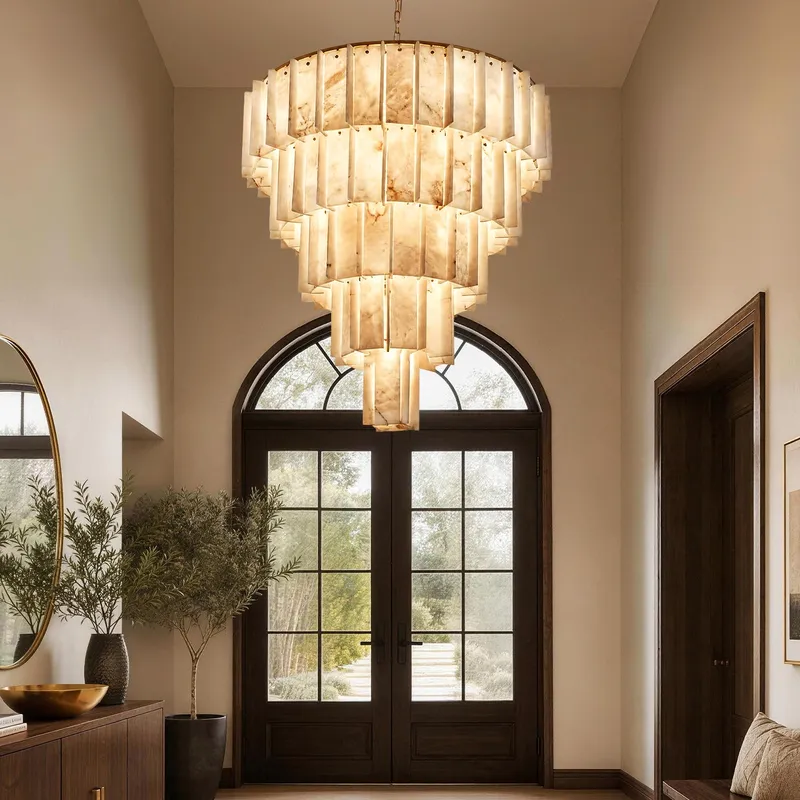 Auravelle Modern Luxury Tiered Alabaster Chandelier — Sofary Lighting LED Linear Lights 60.0W 