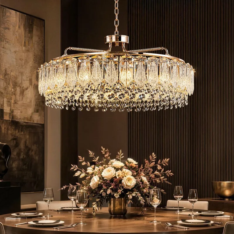 Glacier Modern Luxury Ice-Cracked Crystal Ring Chandelier — Sofary Lighting LED Pendant Lights  3000K