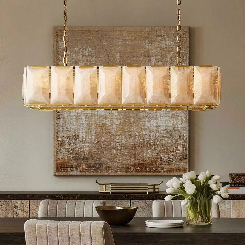 Celestique Modern Luxury Alabaster Linear Pendant Chandelier — Sofary Lighting LED Linear Lights 84.0W 