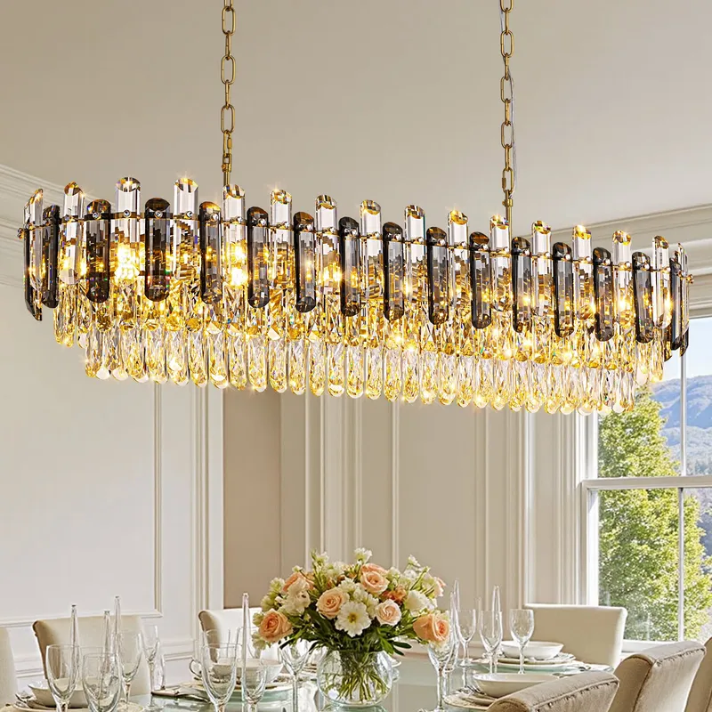 Elarisse Modern Luxury Crystal Linear Island Chandelier — Sofary Lighting LED Linear Lights 40.0W 