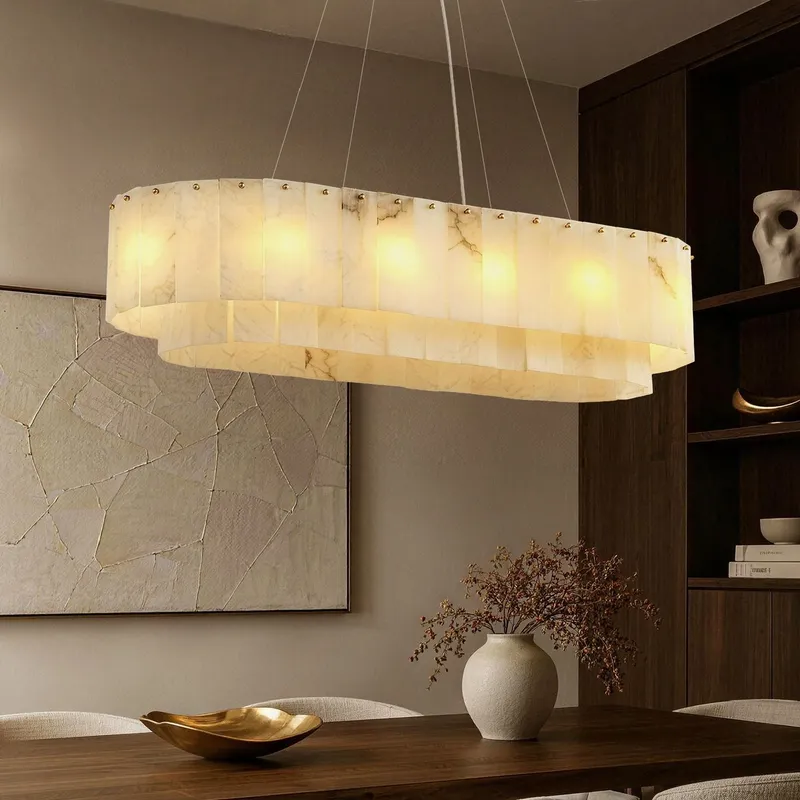 Aethel Modern Natural Alabaster Linear Chandelier — Sofary Lighting LED Linear Lights  3000K