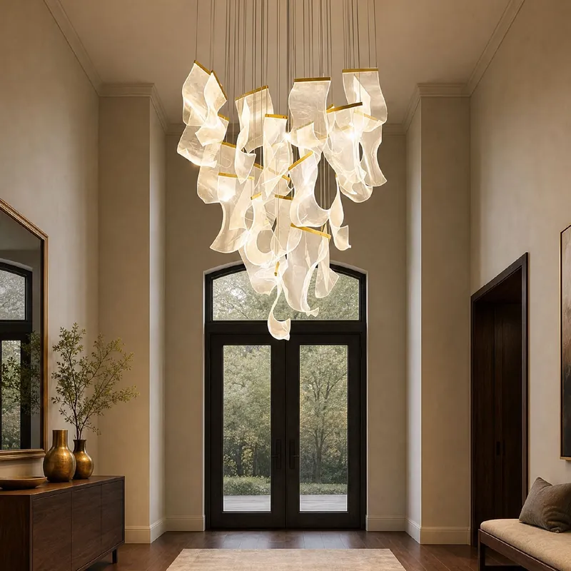 Raindrop Modern Luxury Cascading Water-Ripple Glass Chandelier — Sofary Lighting LED Pendant Lights  3000K