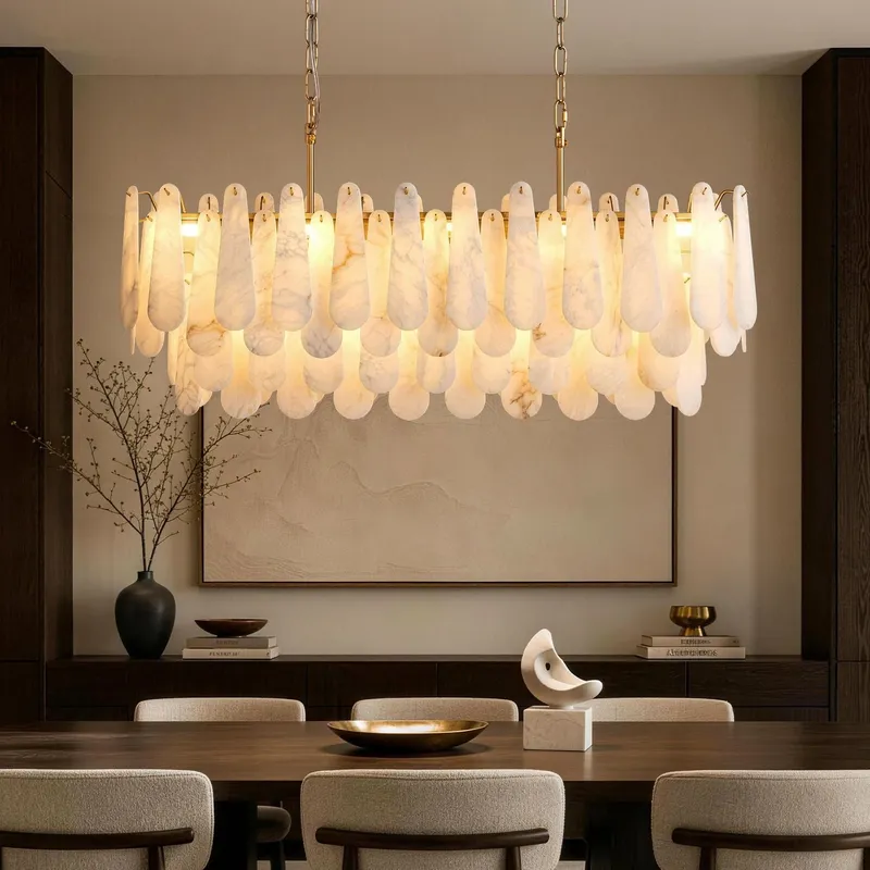 Apex Modern Minimalist Alabaster Linear Chandelier — Sofary Lighting LED Linear Lights  3000K