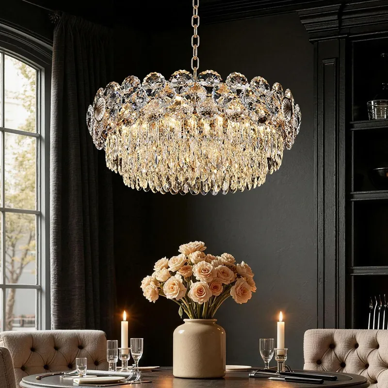 Glacia Modern Luxury Staggered K9 Crystal Flush Mount Chandelier — Sofary Lighting LED Pendant Lights  