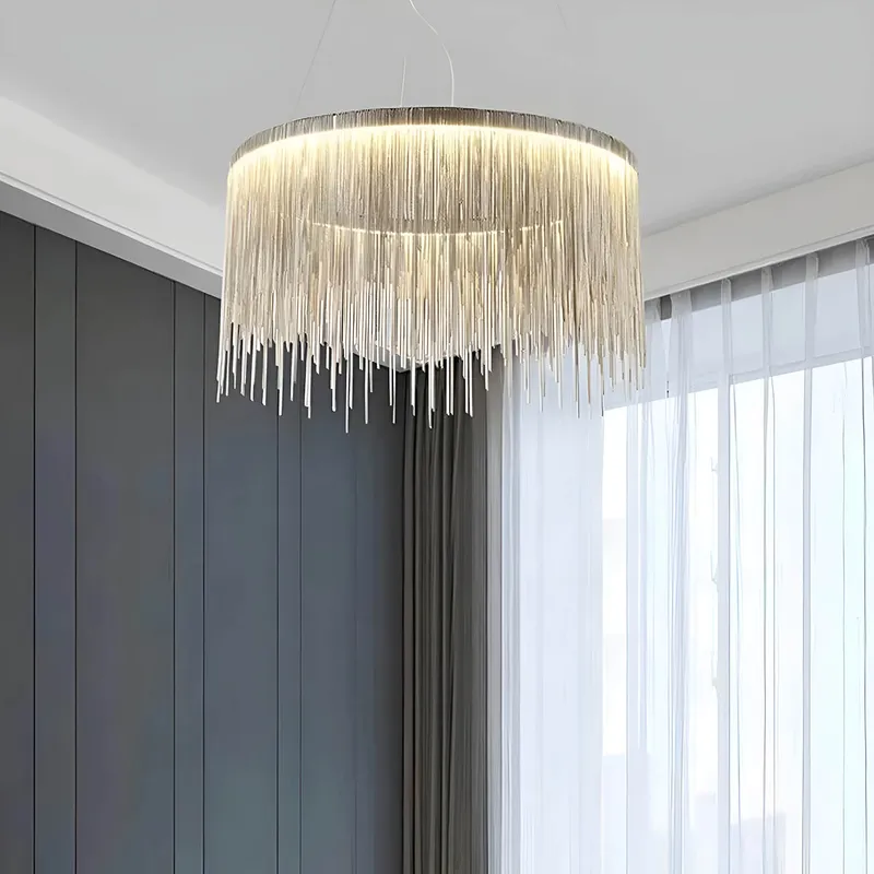 Contemporary Round Linear Aluminum Chandelier — Sofary Lighting LED Linear Lights  3000K