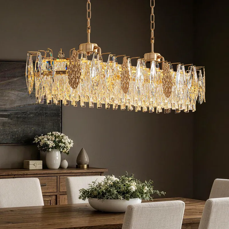 Celeste Modern Luxury K9 Crystal Linear Island Chandelier — Sofary Lighting LED Linear Lights 60.0W 