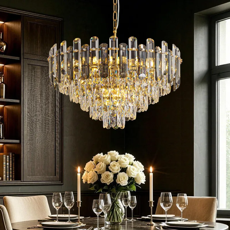 Elarisse Imperial Prism Crown Golden Crystal Chandelier — Sofary Lighting LED Pendant Lights 40.0W 