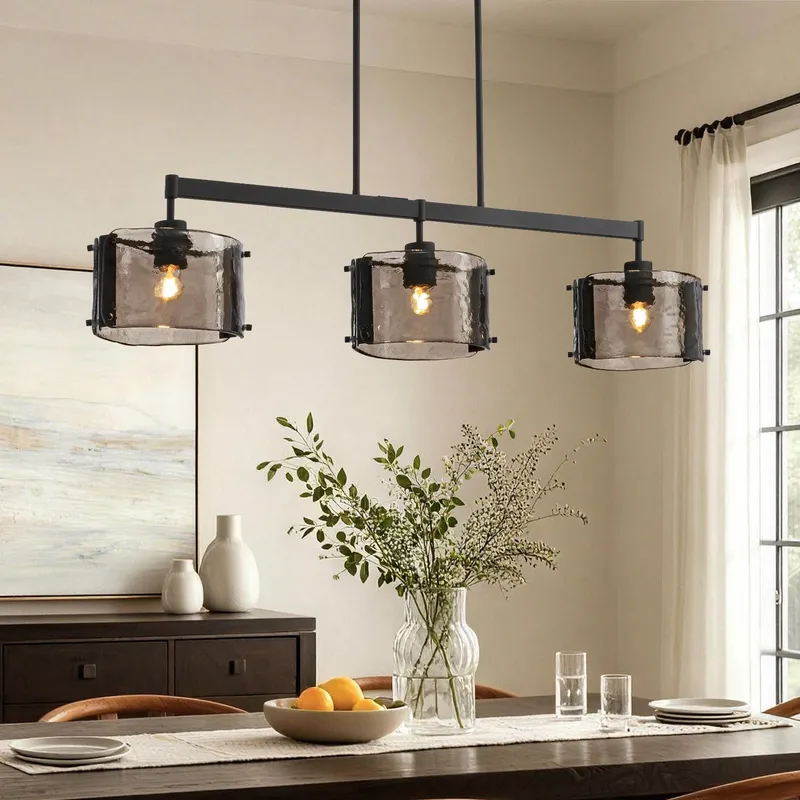 Forge Glass Black Linear Chandelier — Sofary Lighting LED Linear Lights 60.0W 