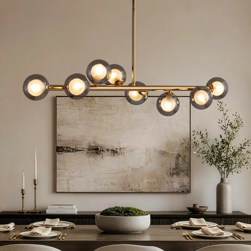 Nova Orb Contemporary Linear Chandelier — Sofary Lighting LED Linear Lights 56.0W 