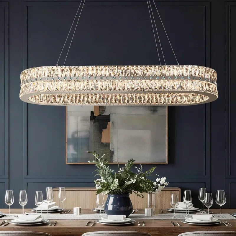 Elara Modern Luxury Oval Crystal Chandelier — Sofary Lighting LED Pendant Lights  3000K