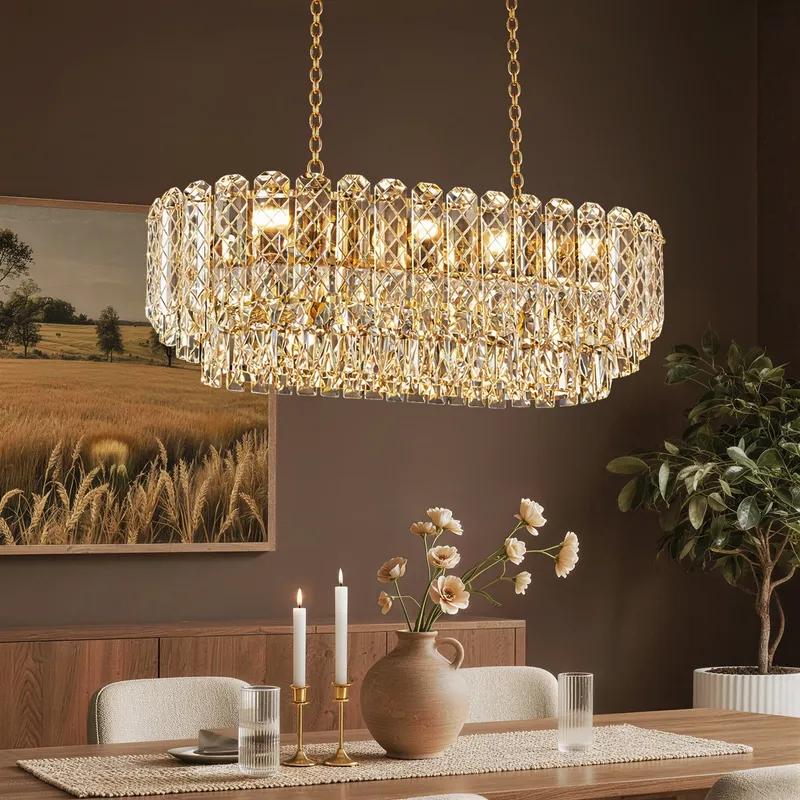 Aurora Luxe Modern Gold Crystal Square Chandelier — Sofary Lighting LED Pendant Lights 105.0W 