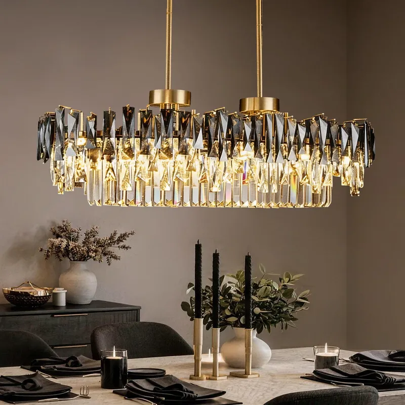 Aurora Prism Modern Golden K9 Crystal Square Chandelier — Sofary Lighting LED Pendant Lights 56.0W 3000K