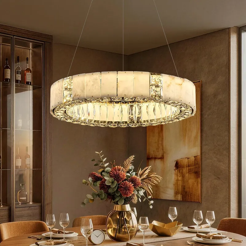 Lumaire Alabaster Crystal Ring Chandelier — Sofary Lighting LED Pendant Lights  3000K
