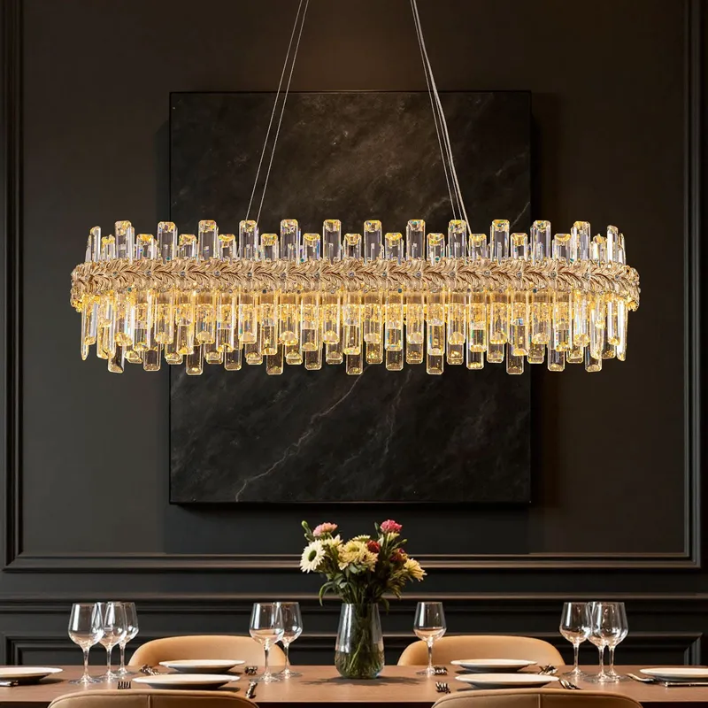 Lustre Modern Luxury Gold K9 Crystal Grand Round Multi-Tiered Chandelier — Sofary Lighting LED Pendant Lights  