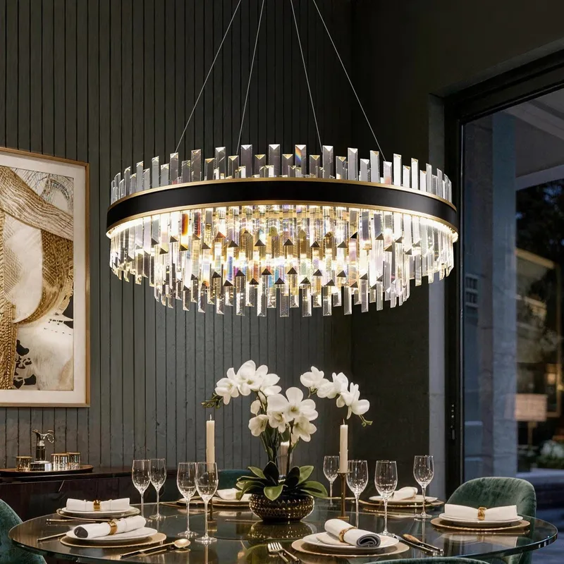 Aura Modern Crystal Tiered Round Chandelier — Sofary Lighting LED Pendant Lights  3000K