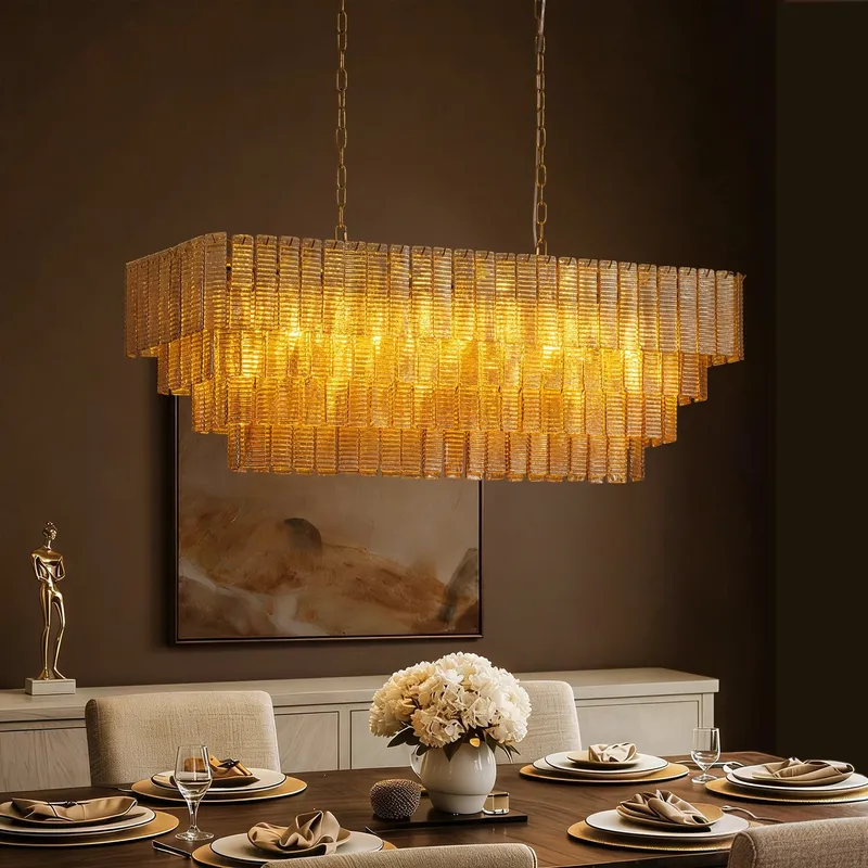 Sirene Ribbed Glass Tiered Chandelier — Sofary Lighting LED Pendant Lights 7.0W 