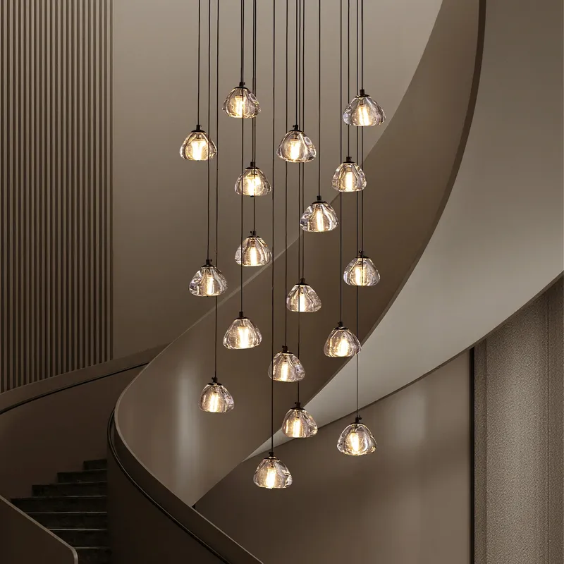 Modern Crystal Chandelier for High Ceilings in Foyer & Living Room — Sofary Lighting LED Pendant Lights 8.0W 