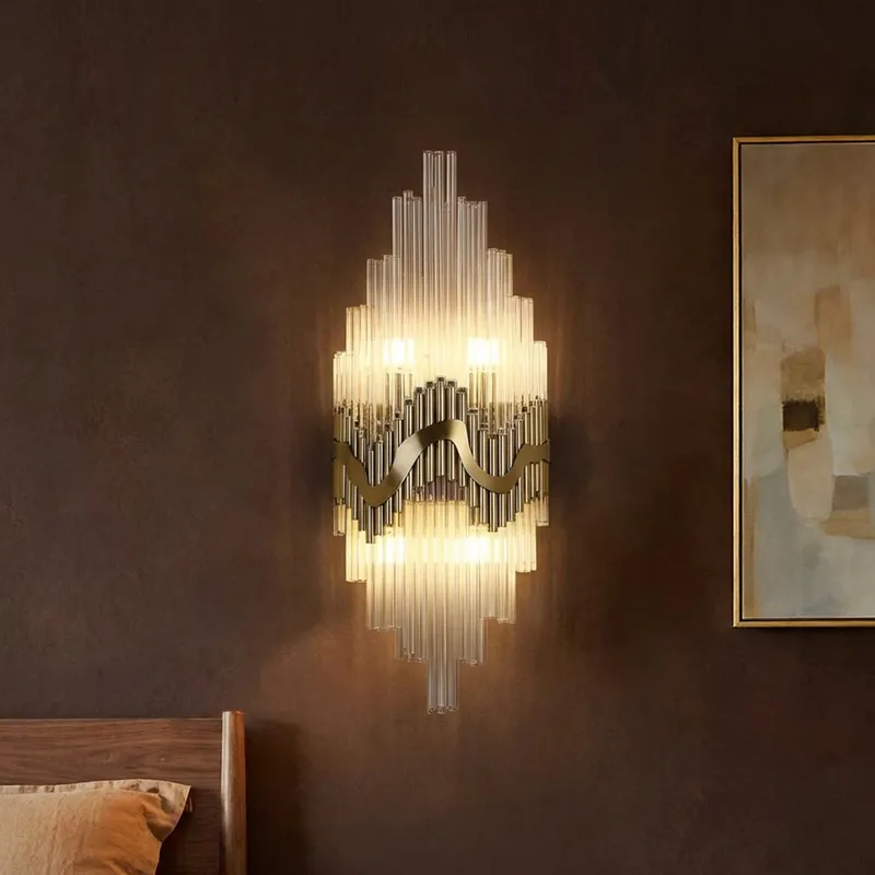 Luxury Gold Glass Statement Wall Sconce — Sofary Lighting LED Wall Lights 7.0W 