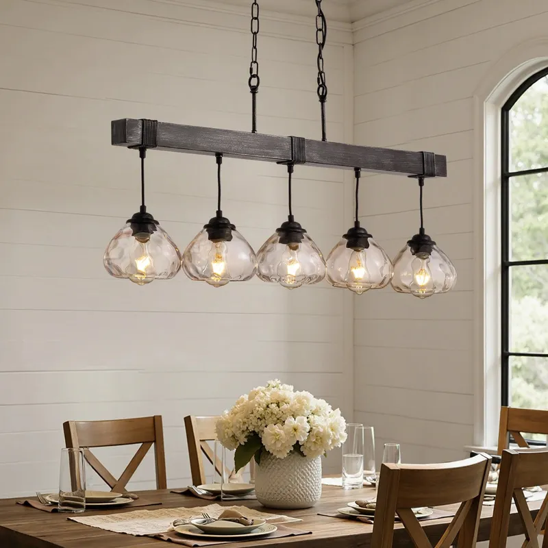 Farmhouse Chic Crystal Glass Pendant Chandelier — Sofary Lighting LED Linear Lights 8.0W 