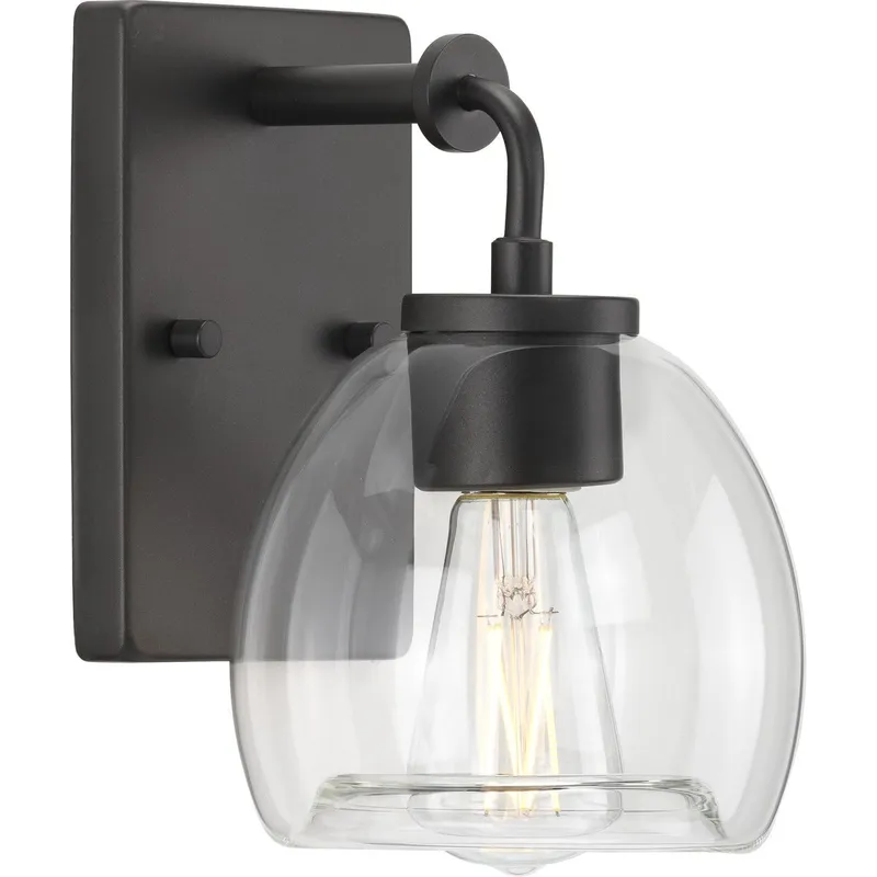 Caisson Collection One-Light Clear Glass Bath Vanity Light — Progress Lighting LED Wall Lights  