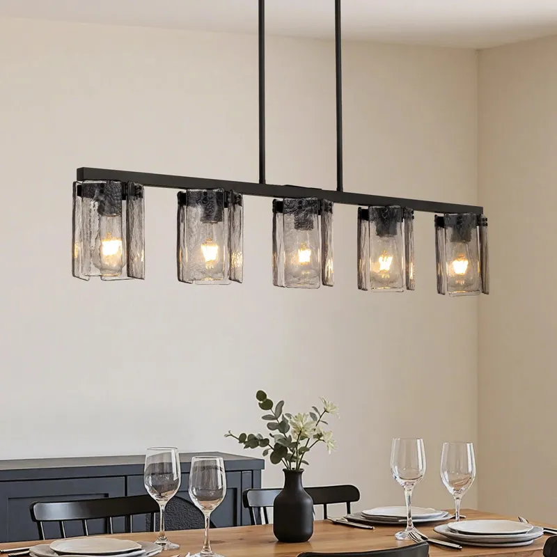 Minimalist Smoked Glass Linear Chandelier — Sofary Lighting LED Linear Lights 8.0W 