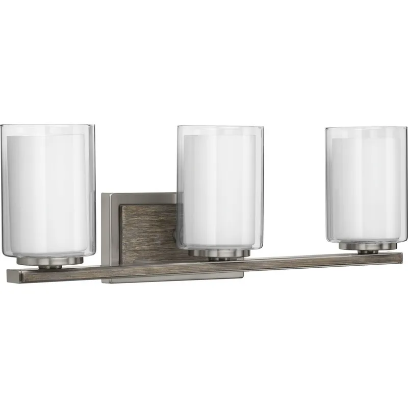 Mast Collection Three-Light Clear Glass Bath Vanity Light — Progress Lighting LED Wall Lights  