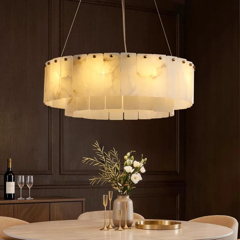 Elara Alabaster Glow Round Chandelier — Sofary Lighting LED Pendant Lights 7.0W 